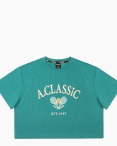 tennis club string crop 1/2 t-shirt green