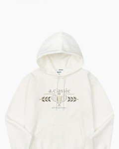 Untact tennis club embroidery loose fit hoodie white(unisex)