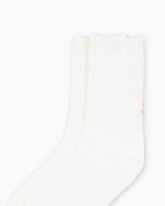 Vertical stripe socks ivory