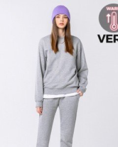 All day basic sweatshirt jogger pants fluff set VER.2 melange gray(unisex)