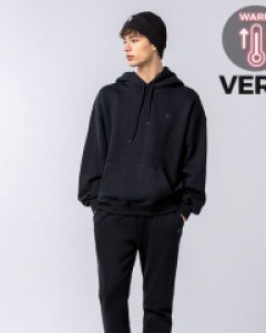 All day basic hoodie - jogger pants fluff set VER.2 black(unisex)