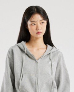 2way crop hooded zip-up melange gray 육상 김진영 선수 착용