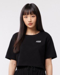 Plain crop 1/2 t-shirt black