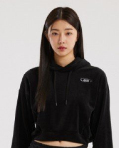 Velour semi crop hoodie WOMEN black츄 착용