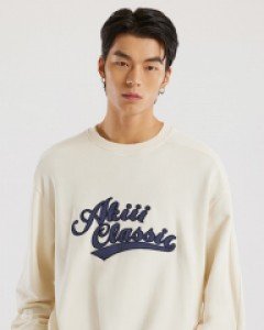 정전기 방지Applique logo sweatshirt cream (unisex)