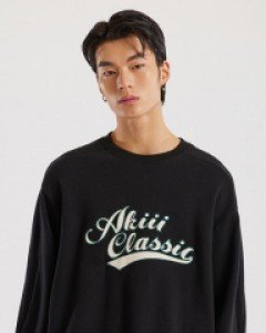 정전기 방지Applique logo sweatshirt black (unisex)