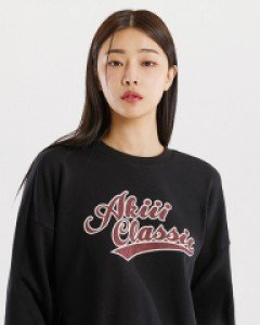 정전기 방지 Untact V2 side  zipper semi - crop sweatshirt WOMEN 블랙츄 착용