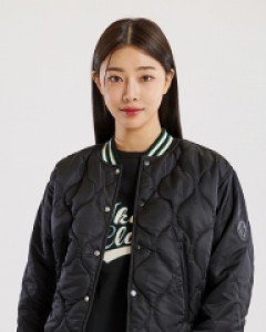 side logo quilting varsity jacket black(unisex)