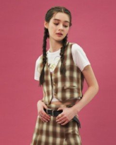 [NF] FANCILY CHECK VEST SET-UP (BROWN)_F22QB408XD307