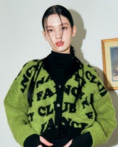 [NF] FANCY CLUB WAVE LOGO CARDIGAN (OLIVE)_F22ZA927