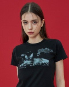 [NF] MEW MEW CROP TEE (BLACK)_F23QB470