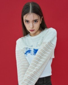 [NF] BREEZE MESH BOLERO TEE (IVORY)_F23QB476