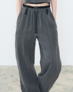 [NF] DOUBLE TUCK FRINGE BANDING PANTS (CHARCOAL)_F23QD848