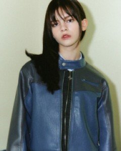 [NF] BLOCK PANEL LEATHER JACKET (BLUE)_F23ZA940