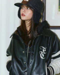 [NF] MALLOW VARSITY LEATHER JACKET (BLACK)_F23ZA939