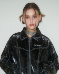 [NF] GLOSSY STITCH JACKET (BLACK)_F23ZA943