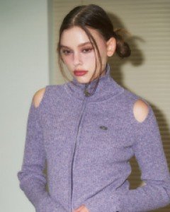 [NF] CUT-OUT 2 WAY KNIT ZIP UP (PURPLE)_F23ZA950