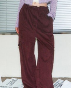 [NF] CORDUROY CARGO STRING PANTS (BURGUNDY)_F23ZC861