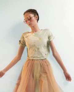 JAC_8 PANNEL bicolor long tulle skirt 221SK21PN_Citrus/Nude