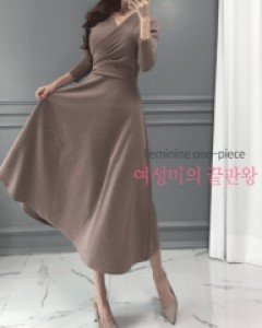 국내제작 / 빌로드 랩 롱 플레어 도톰 원피스