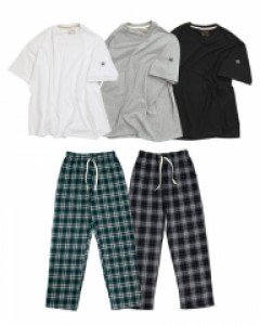 Jarmonic Thumb Label짰 20sT loose fit Short-sleeve T-shirt + Tartan Check Life Pants Set