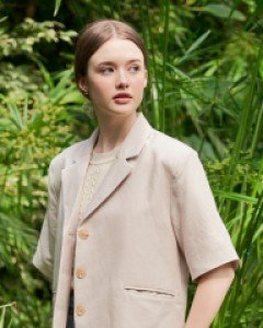 Organic Linen Label Jacket ( Beige )