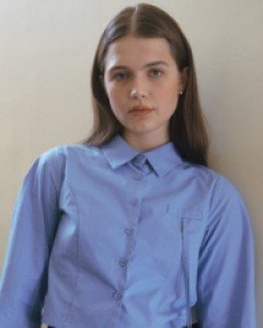 Long Ribbon Preppy Line Shirt ( Blue )