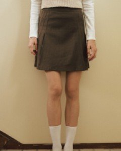 The New Preppy Pintuck Mini Skirt ( Brown )