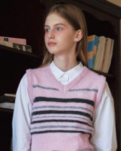 Happening in Campus Knit Vest ( Pink )