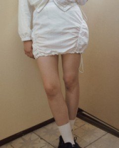 Nylon Shirring Banding Skirt ( White )