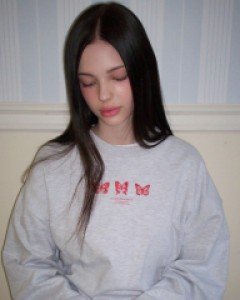 Triple Butterfly Embroidered Sweatshirt ( White Melange )