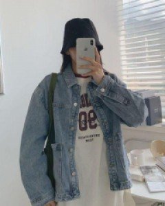 무지 포켓 코튼 베이직 소프트 데님자켓, 청자켓 - ㅤㅤ