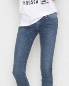 ribbed-hem skinny denim  (2 colors)