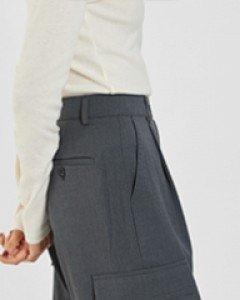 straight pintuck cargo pants (2 colors)