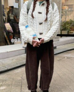 피콜 세미크롭 떡볶이 가디건