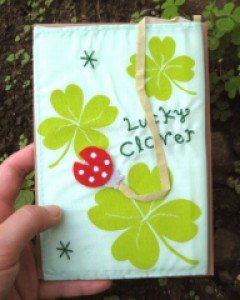 북커버 Book Cover handmade card -lucky clover