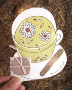 CAFE message CARD -flower herb tea