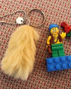 Rabbit fur keyring-mustard