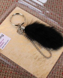 Rabbit fur keyring-black