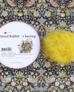 Natural rabbit fur keyring -yellow