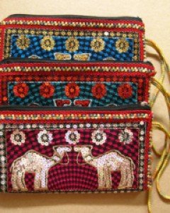 Camel CLUTCH bag -red/silver/gold