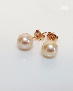 7.5mm 샴페인 해수 진주 귀걸이