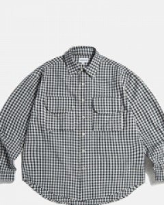 Double Pocket Gingham Shirt Navy