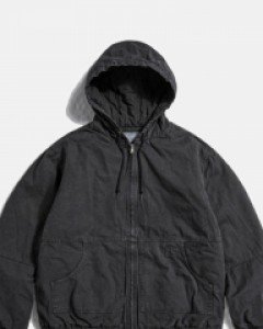 Overdyed Hooded Work Jacket Pigment Black