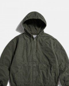 Overdyed Hooded Work Jacket Pigment Olive