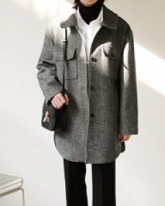 Isabel Herringbone Half Coat