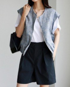 Herringbone Linen Vest