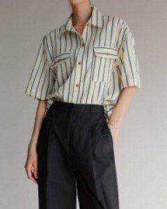 Stripe flap shirt