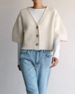 Crop 7bu Sleeve Cardigan