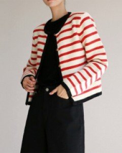 Stripe Shoulder Pad Cardigan